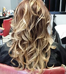Blonde Ombre with a Warm Chestnut Bass... on a long layered cut | Mario's Hair Designs, North Ridgeville