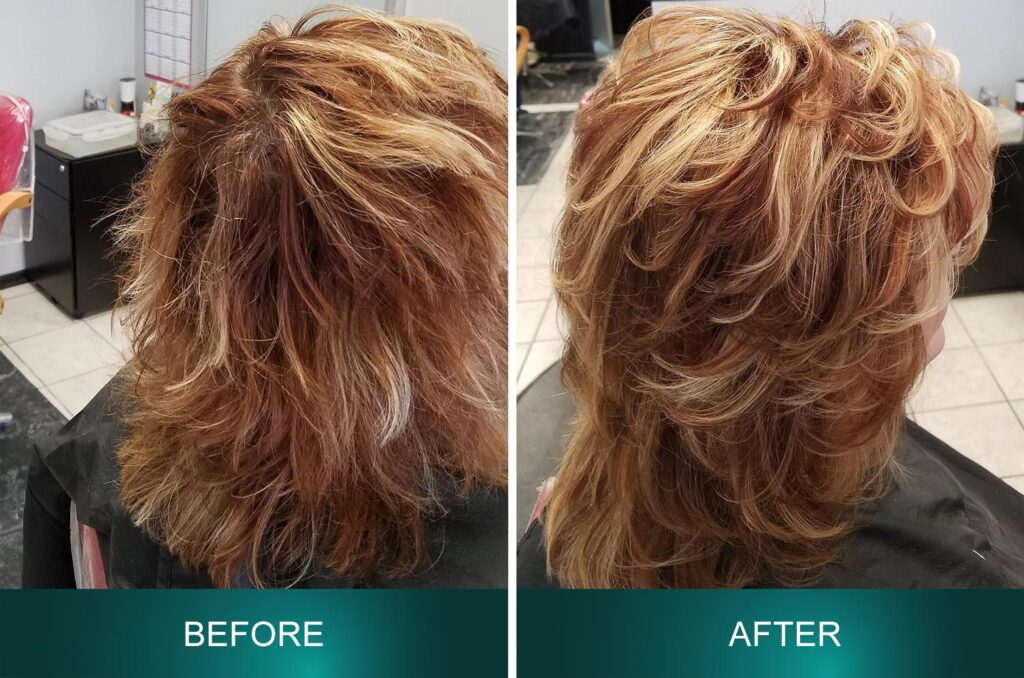 Before and After: Women's haircut, coloring and style by Mario Giganti, Avon, Cleveland, Ohio